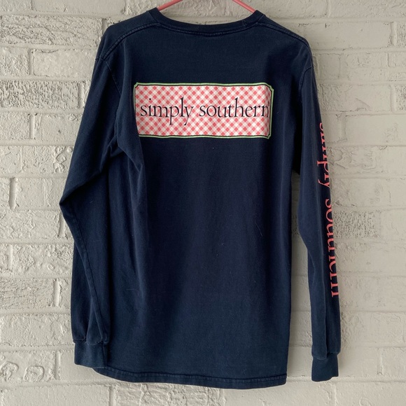 Simple Southern Long Sleeve Navy Blue Tee - Picture 3 of 5